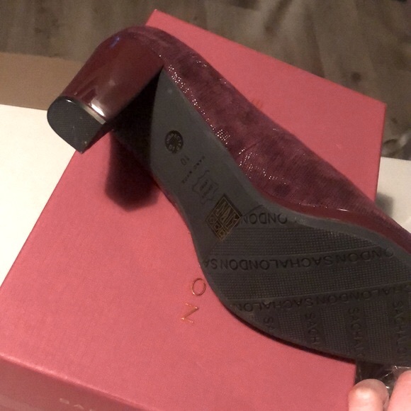 NEW [Sacha London] Fawn Merlot Burgundy Red Close-Toed Heel Pumps, Women's Sz 10 - Picture 8 of 12